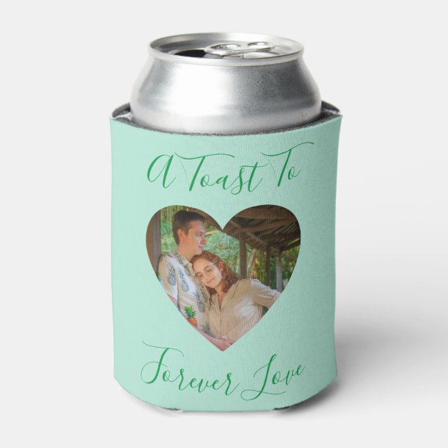 Rafraîchisseur Pour Canette Green Forever Love Photo Heart Frame Mariage (Can devant)