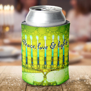 Rafraîchisseur Pour Canette Green Hanoukka Menorah Peace Love Light Moderne