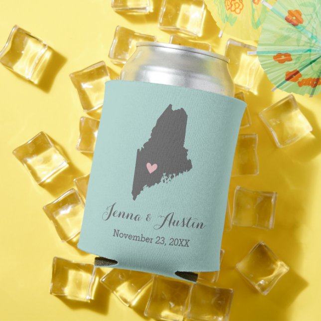 Rafraîchisseur Pour Canette Grey et Aqua Maine mariage Faveur peut refroidir (Été in situ)