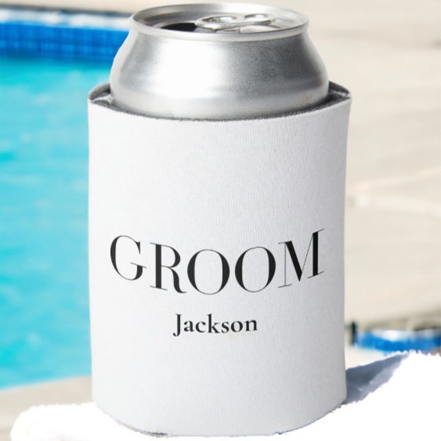 Rafraîchisseur Pour Canette Groom Personnalisé Blanc Noir Moderne Simple (Créateur téléchargé)