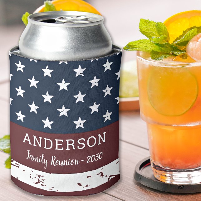 Rafraîchisseur Pour Canette Grunge American Flag Famille patriotique personnal (Créateur téléchargé)