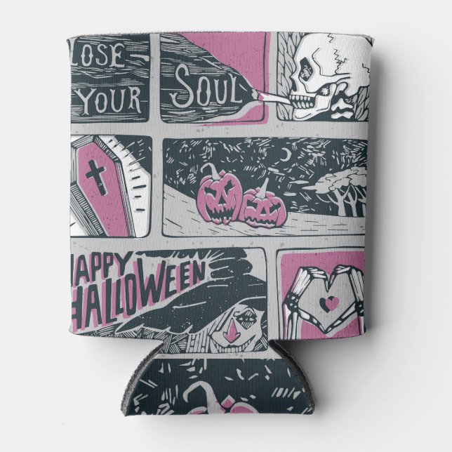 Rafraîchisseur Pour Canette Halloween de bande dessinée : Illustration amusant (Devant)