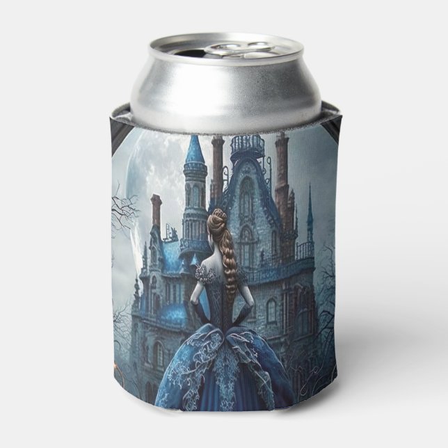 Rafraîchisseur Pour Canette Halloween Maison hantée Bleue nuit effrayant (Can devant)