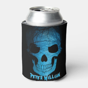 Rafraîchisseur Pour Canette Halloween personnelle crâne de nuit bleu effrayant