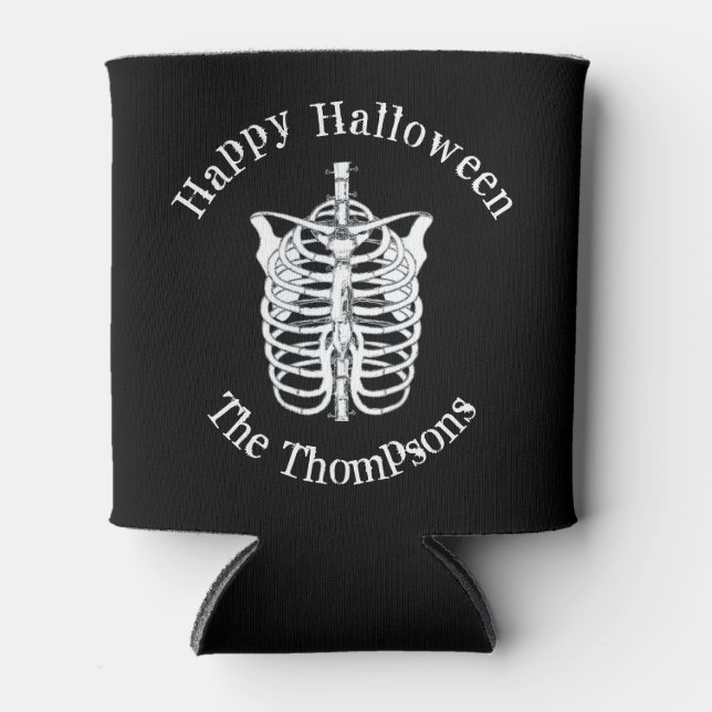Rafraîchisseur Pour Canette Halloween squelette Éffrayant à effroi X Ray Bones (Devant)