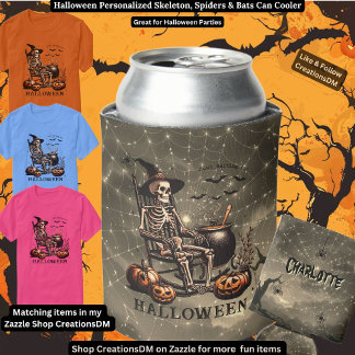 Rafraîchisseur Pour Canette Halloween squelette personnalisé, araignées et cha