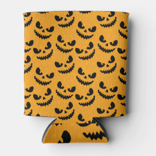Rafraîchisseur Pour Canette Halloween : visages effrayants, style vintage.