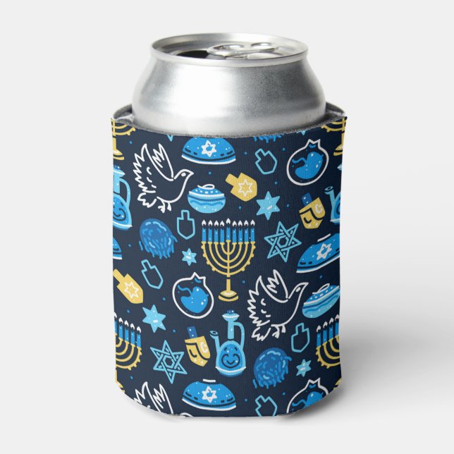 Rafraîchisseur Pour Canette Hanoukka Symboles Motif bleu (Can devant)