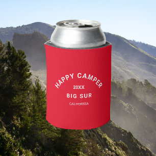Rafraîchisseur Pour Canette Happy Camper Crest Camping Crew Retro Rouge
