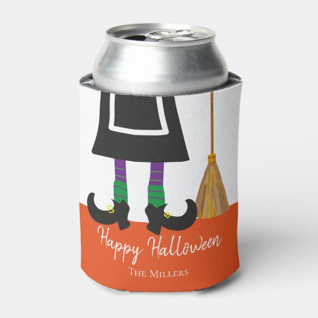 Rafraîchisseur Pour Canette Happy Halloween Jambes de sorcière et salle person (Can devant)