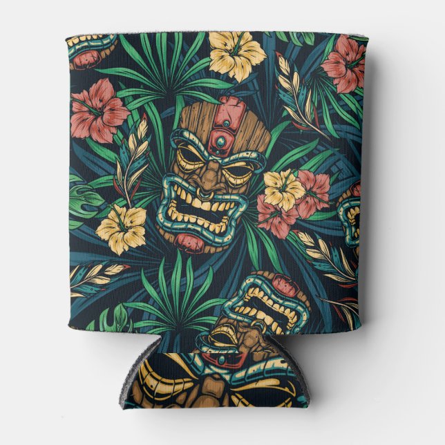 Rafraîchisseur Pour Canette Hawaï Tiki Masque Motif tropical (Devant)