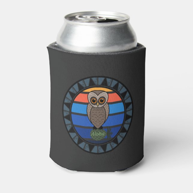 Rafraîchisseur Pour Canette Hawaiiam Pueo Owl Retro Sun Circle (Can Dos)