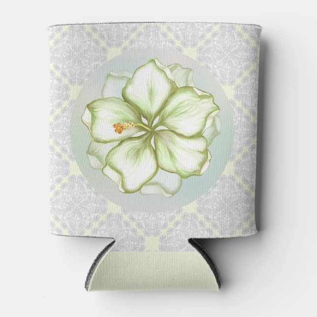 Rafraîchisseur Pour Canette Hibiscus & dentelle BLANC (Devant)