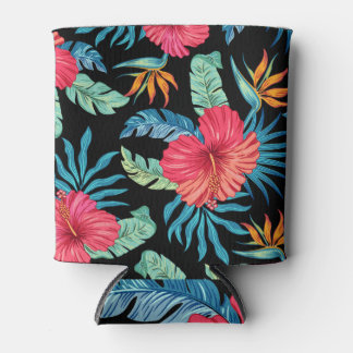 Rafraîchisseur Pour Canette hibiscus modifiable, motif floral vintage