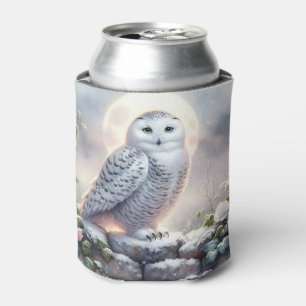 Rafraîchisseur Pour Canette Hibou des neiges dans un jardin d'hiver au clair d