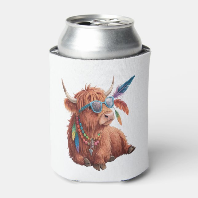 Rafraîchisseur Pour Canette Highland Cow Png, Vache Cool Png, Sunglass (Can devant)
