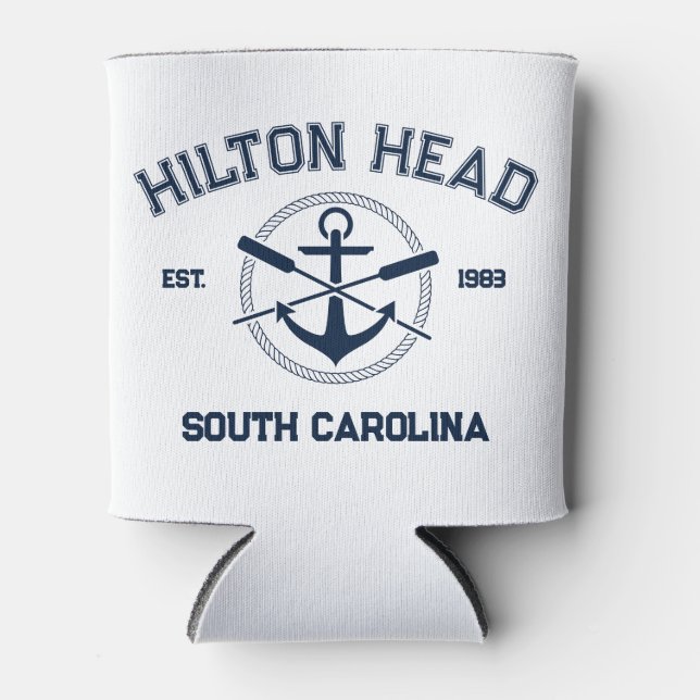 Rafraîchisseur Pour Canette Hilton Head Island SC Navy Crossed Oars Ancre (Devant)