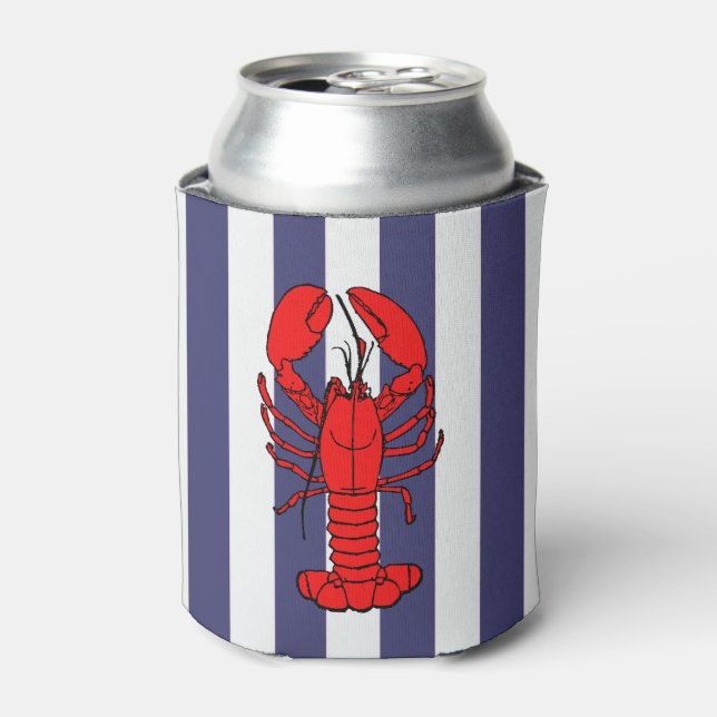 Rafraîchisseur Pour Canette Homard rouge sur les bandes bleues (Can devant)