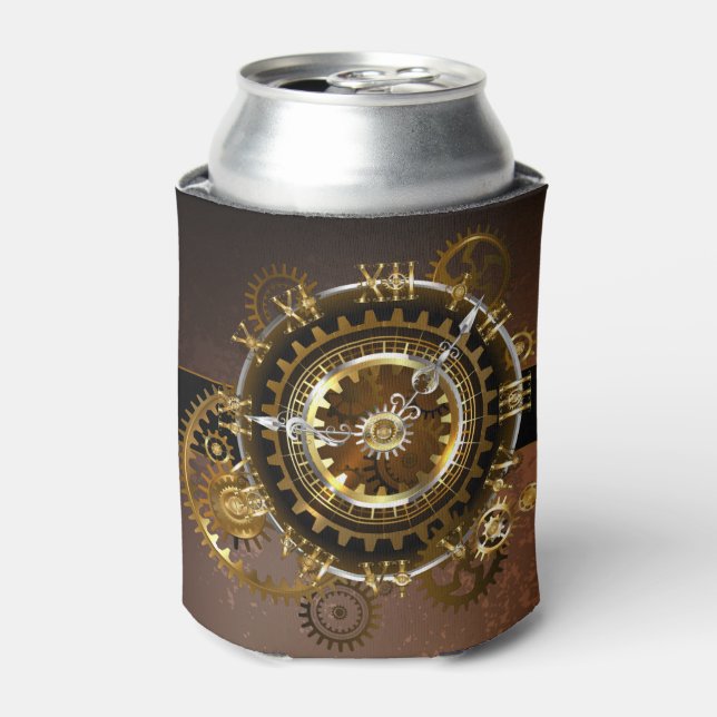 Rafraîchisseur Pour Canette Horloge Steampunk avec des engrenages anciens (Can devant)