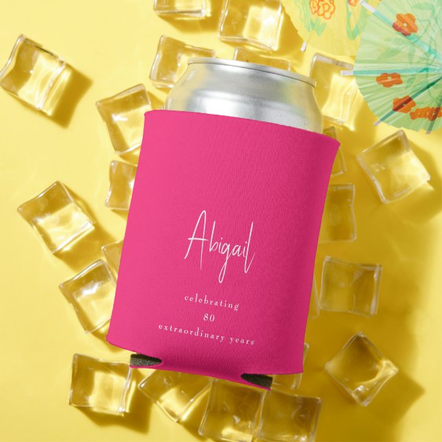 Rafraîchisseur Pour Canette Hot rose Personnalisé 80e anniversaire (Été in situ)