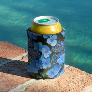 Rafraîchisseur Pour Canette Hydrangea à chapeau de dentelle bleu floral