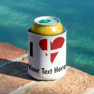 Rafraîchisseur Pour Canette I (Funky Heart Shaped Danish Flag) Your Text