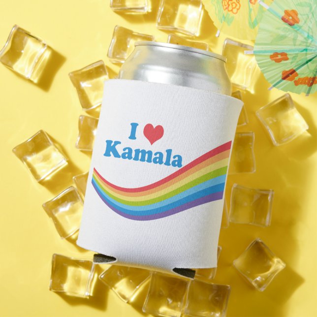 Rafraîchisseur Pour Canette I Love Kamala Cute Election Rainbow (Été in situ)