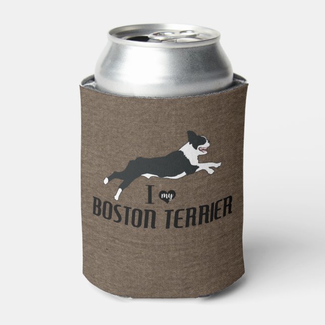Rafraîchisseur Pour Canette I Love my Boston Terrier Rustic (Can devant)