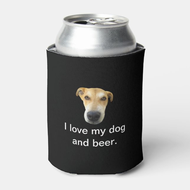 Rafraîchisseur Pour Canette I Love My Dog and Beer Funny Pet Photo (Can devant)
