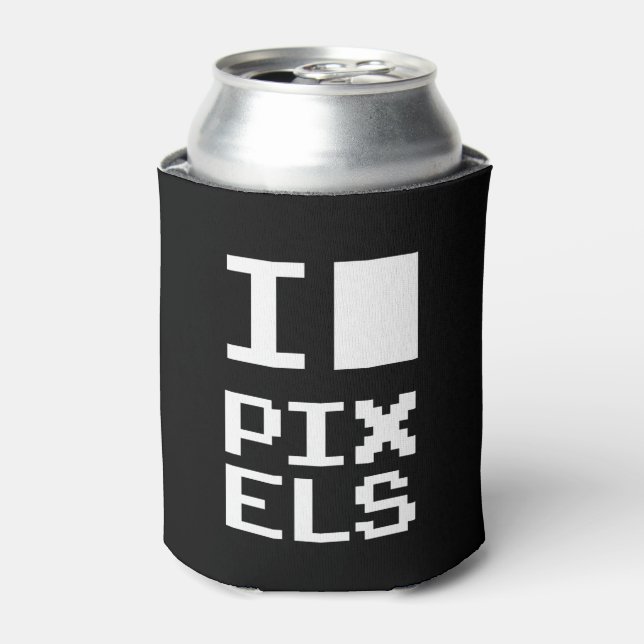 Rafraîchisseur Pour Canette I Love Pixels, design geek, art des pixels (Can devant)