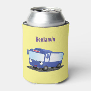 Rafraîchisseur Pour Canette Illustration d'un bus moderne bleu mignon