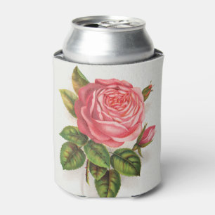 Rafraîchisseur Pour Canette Illustration Florale Rose Rose Antique Cottagecore