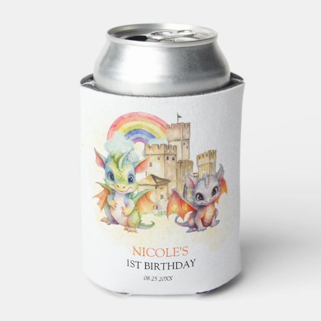 Rafraîchisseur Pour Canette Imaginaire Cute Dragon Castle Rainbow Anniversaire (Can devant)