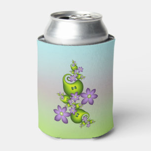 Rafraîchisseur Pour Canette Imaginaire Floral Fleurs Lilac Formes vertes Fract