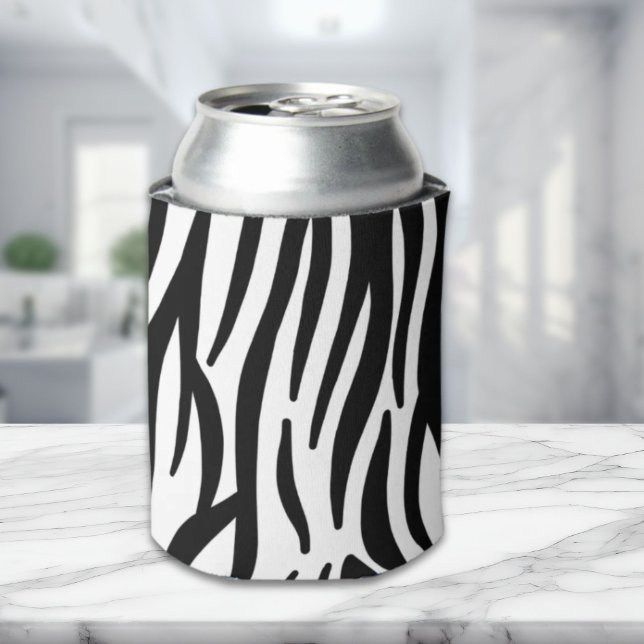 Rafraîchisseur Pour Canette imprimé zèbre noir blanc (girly chic stylish black white zebra print can cooler)