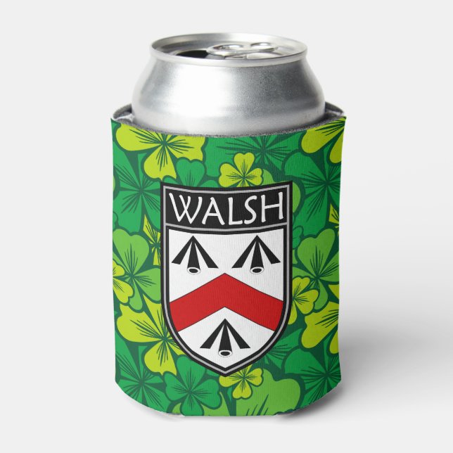 Rafraîchisseur Pour Canette Irlandais - Clan Walsh Crest & Shamrock (Can devant)