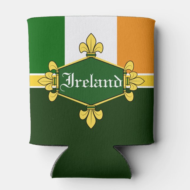 Rafraîchisseur Pour Canette Irlande Drapeau national, Customiser le nom (Dos)