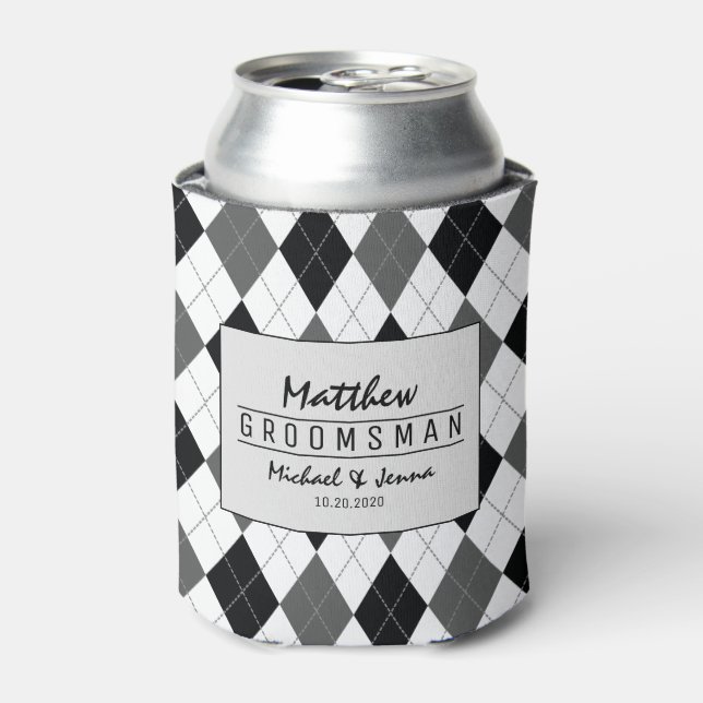 Rafraîchisseur Pour Canette Jacquard Harlequin Mariage de Groomsman personnali (Can devant)