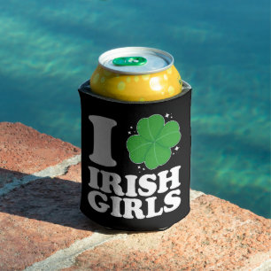 Rafraîchisseur Pour Canette J'aime les filles irlandaises Shamrock Heart St Pa