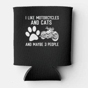 Rafraîchisseur Pour Canette J'Aime Les Motos Et Les Chats Drôle Don D'Art