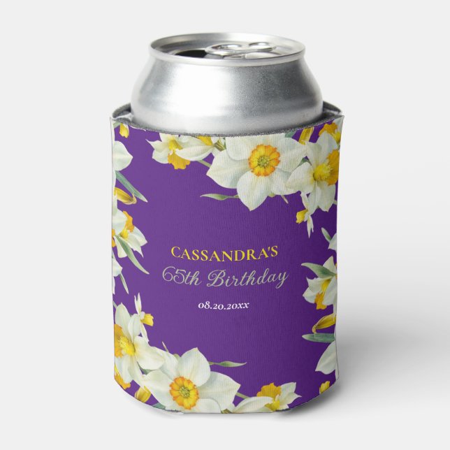 Rafraîchisseur Pour Canette Jaune Chic Blanc Daffodique Floral Purple Annivers (Can devant)