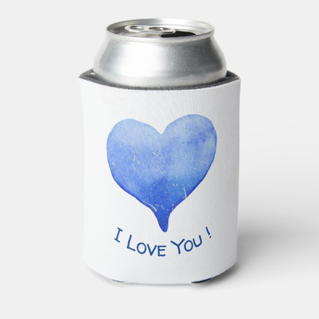 Rafraîchisseur Pour Canette Je t'aime Coeur Bleu mignon Saint Valentin (Can Dos)