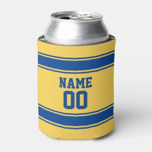 Rafraîchisseur Pour Canette Jersey Style Nom personnalisé Numéro bleu et jau