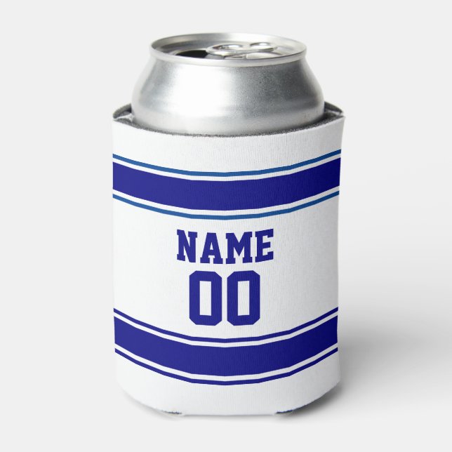 Rafraîchisseur Pour Canette Jersey Style Personnalisé Nom et Numéro Marine Ble (Can devant)