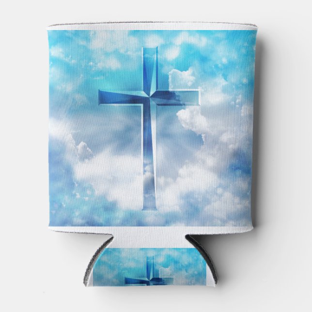 Rafraîchisseur Pour Canette Jésus Croix bleu abstrait (Devant)