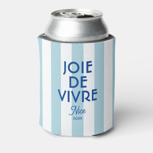 Rafraîchisseur Pour Canette Joie De Vivre Nice Blue Cabana Stripe Français (Can Dos)