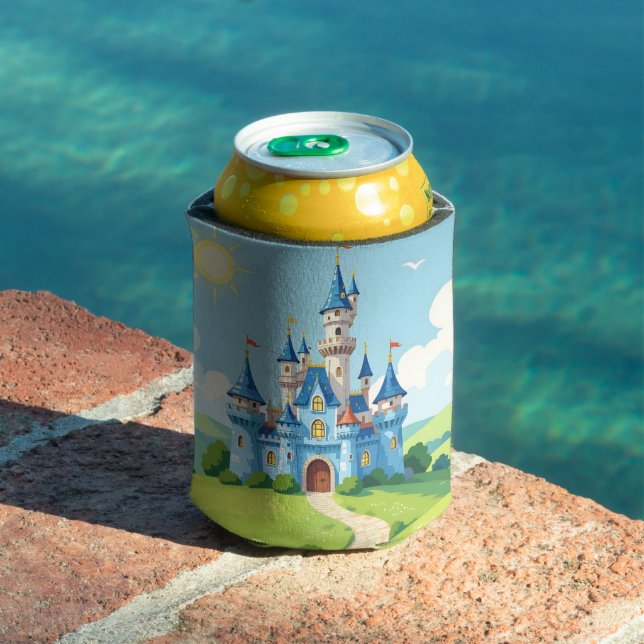 Rafraîchisseur Pour Canette Joli château bleu et blanc (Piscine in situ)