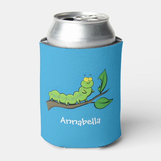 Rafraîchisseur Pour Canette Joli dessin animé de chenille verte mignonne (Can devant)