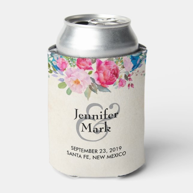 Rafraîchisseur Pour Canette Joli Mariage de frontière rose et bleu (Can devant)