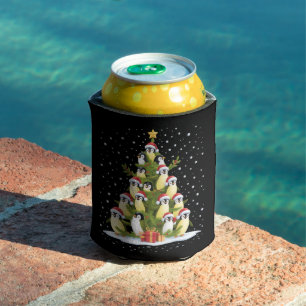 Rafraîchisseur Pour Canette Joli sapin de Noël au pingouin drôle de fête